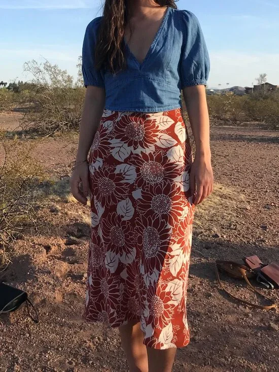 Madewell Sunflower Slip Skirt, Size 0 - Picture 1 of 8